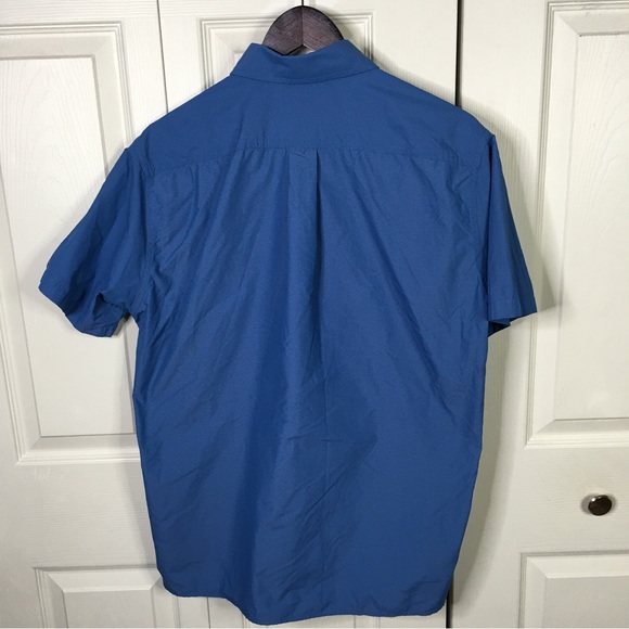 Eddie Bauer Polyester Nylon Mesh Blue Short Sleeve Men's Shirt M Medium Pocket - Picture 2 of 5